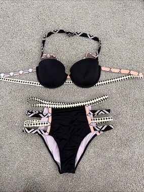 Victoria's Secret Black and Light Pink Bikini